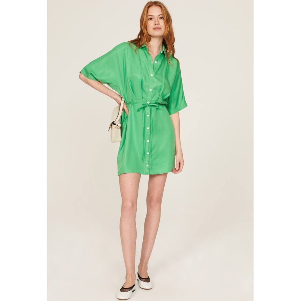 Thakoon Green Shirt Dress Dolman Sleeve Collared Mini Womens Sz 6